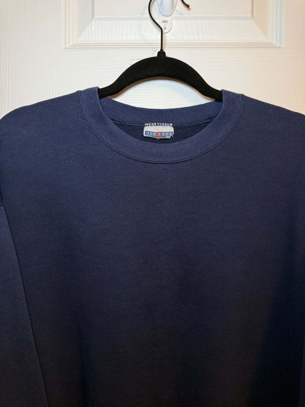 Vintage 90s Jerzees Blank Navy Blue Crewneck Sweatshirt XL